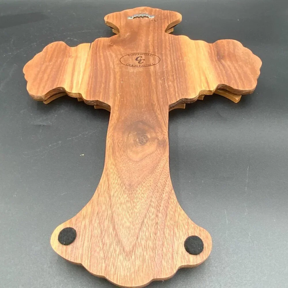 Handcrafted Craig Caudill Wooden USA Flag American Fallen Soldier Memorial Cross